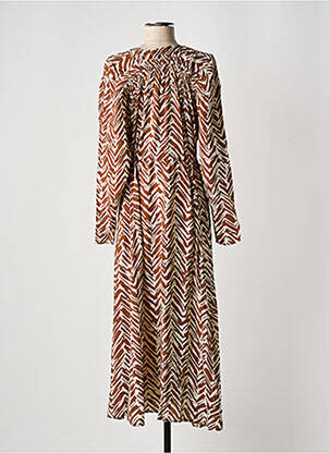 Robe longue manches longues manches longues marron ATTIC AND BARN femme