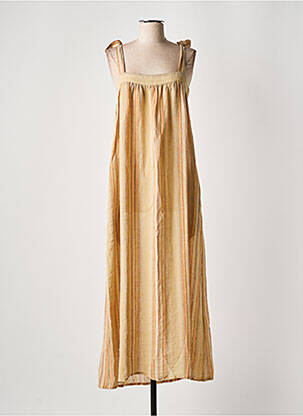 Robe longue manches bretelles ajustables fines bretelles beige DIEGA femme