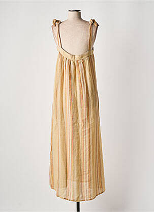 Robe longue manches bretelles ajustables fines bretelles beige DIEGA femme