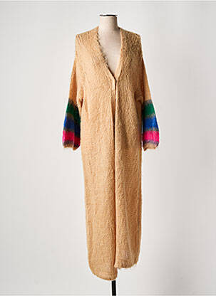 Gilet manches longues resserrée sur le bas beige SEMICOUTURE femme