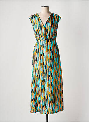 Robe longue imprimé fantaisie sans manche vert ATTIC AND BARN femme