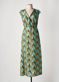 Robe longue imprimé fantaisie sans manche vert ATTIC AND BARN femme