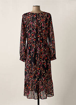 Robe mi-longue imprimé fleurs manches longues noir SET femme