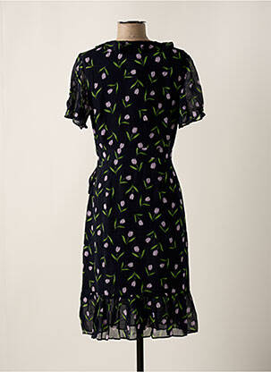 Robe mi-longue imprimé fleurs manches courtes bleu SET femme