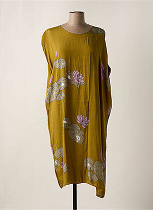 Robe mi-longue imprimé fleurs manches courtes vert RABENS SALONER femme