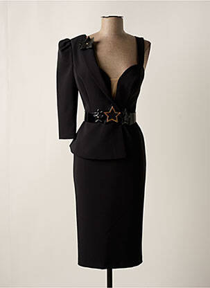 Robe mi-longue manches longues manches longues noir ELISABETTA FRANCHI femme