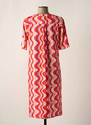 Robe mi-longue manches courtes manches courtes rose MAYJUNE femme