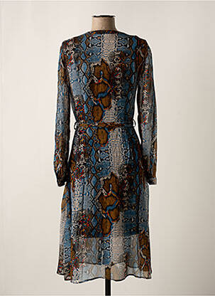 Robe mi-longue coupe fluide manches longues bleu SET femme