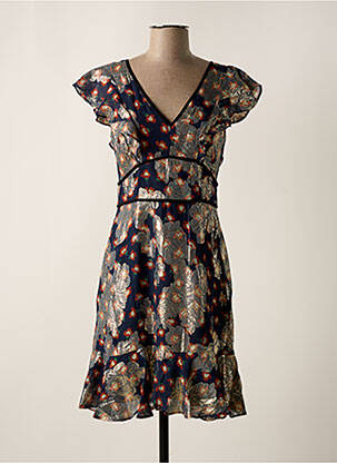 Robe mi-longue manches courtes manches courtes bleu SET femme