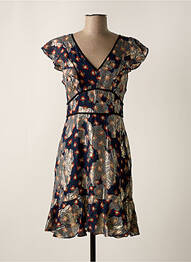 Robe mi-longue fermeture zippée au dos manches courtes bleu SET femme