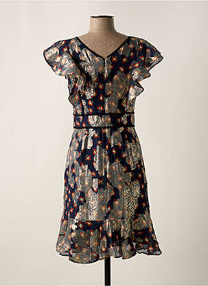 Robe mi-longue manches courtes manches courtes bleu SET femme