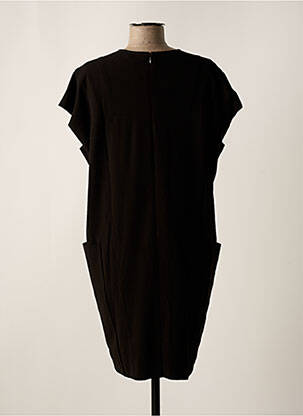 Robe mi-longue tissage crêpe manches courtes noir SET femme