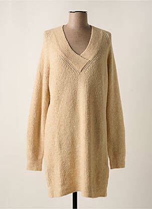 Robe pull col v manches longues beige SET femme