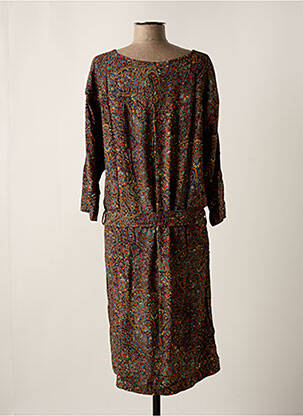 Robe mi-longue coupe fluide manches 3/4 jaune MY SUNDAY MORNING femme