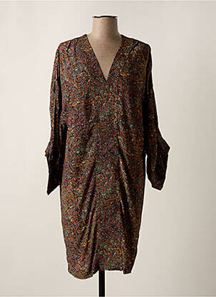 Robe mi-longue coupe fluide manches 3/4 jaune MY SUNDAY MORNING femme