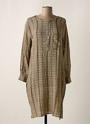 Robe mi-longue coupe fluide manches longues beige DIEGA femme
