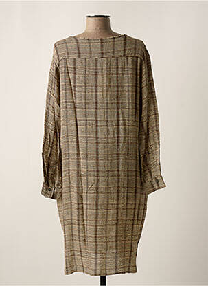 Robe mi-longue coupe fluide manches longues beige DIEGA femme
