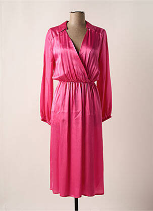 Robe mi-longue manches longues manches longues rose SEMICOUTURE femme