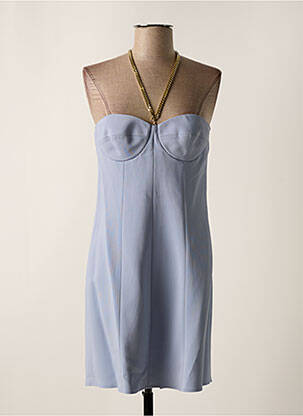 Robe courte tissage crêpe fines bretelles bleu ELISABETTA FRANCHI femme