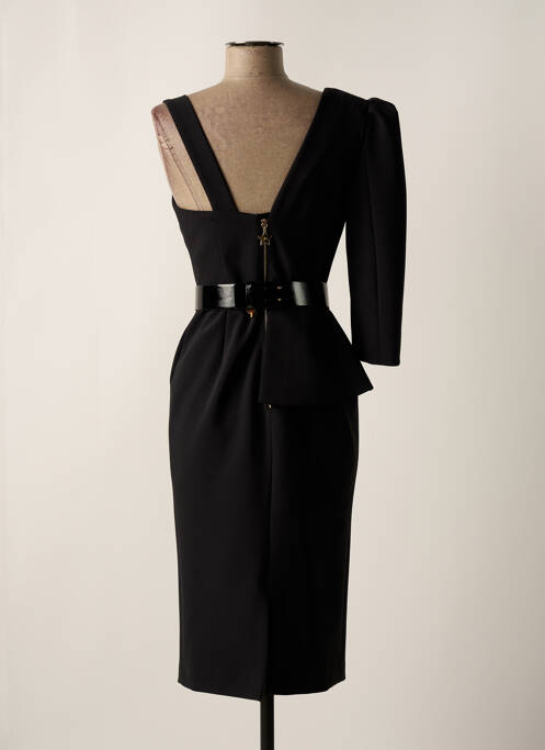 Robe mi-longue tissage crêpe manches longues noir ELISABETTA FRANCHI femme