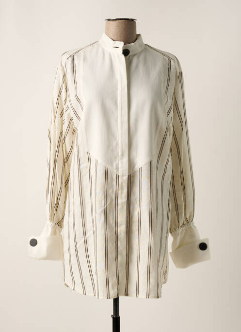 Tunique manches longues tissage crêpe beige BY MALENE BIRGER femme