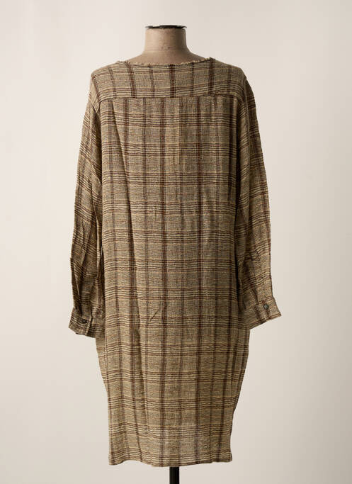 Robe mi-longue coupe fluide manches longues beige DIEGA femme