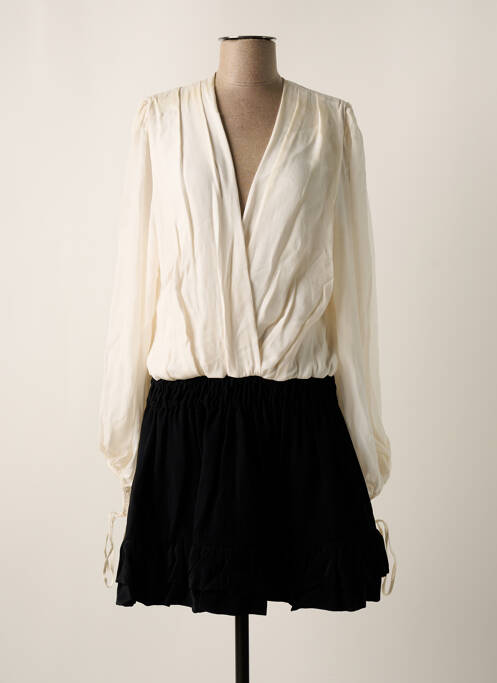 Robe mi-longue manches longues manches longues beige OUD femme