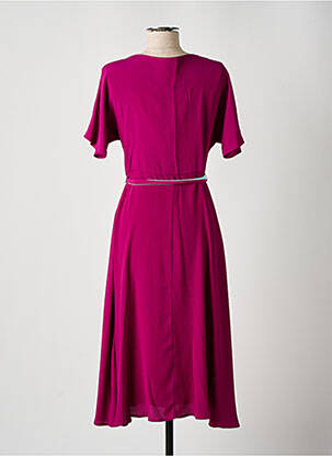 Robe mi-longue tissage crêpe manches courtes violet NIU femme