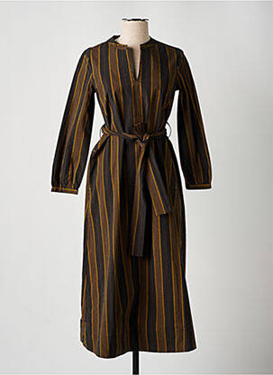 Robe mi-longue manches longues manches longues noir MOMONI femme