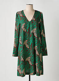 Robe mi-longue imprimé fantaisie manches longues vert MALIPARMI femme