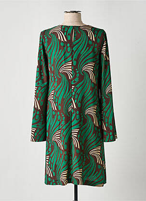 Robe mi-longue imprimé fantaisie manches longues vert MALIPARMI femme
