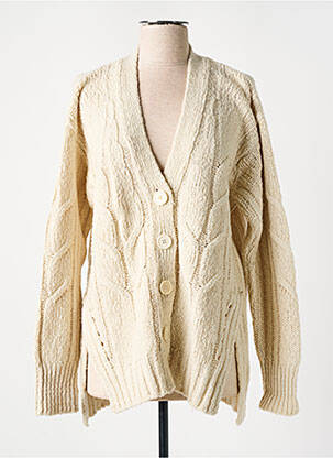 Gilet manches longues resserrée sur le bas beige FINE PARIS femme