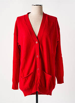 Gilet manches longues resserrée sur le bas rouge FINE PARIS femme
