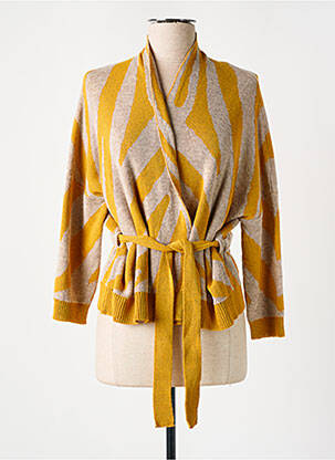 Gilet manches longues col châle jaune TINSELS femme