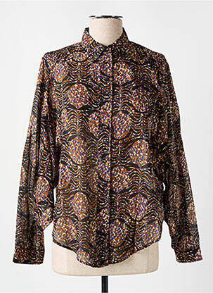 Chemisier imprimé fantaisie manches longues marron TINSELS femme