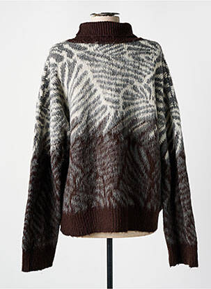 Pull col roulé maille grosse maille manches longues marron BY MALENE BIRGER femme