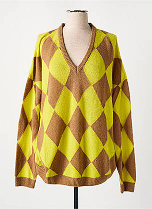 Pull col v manches longues jaune SEMICOUTURE femme