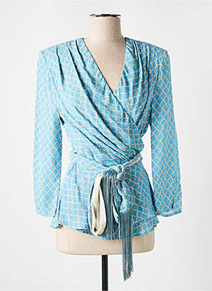 Blouse imprimé fantaisie manches 3/4 bleu ELISABETTA FRANCHI femme