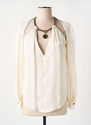 Blouse poignets boutonnés avec fente manches longues beige ELISABETTA FRANCHI femme