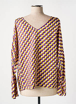 Blouse imprimé fantaisie manches longues jaune ATTIC AND BARN femme