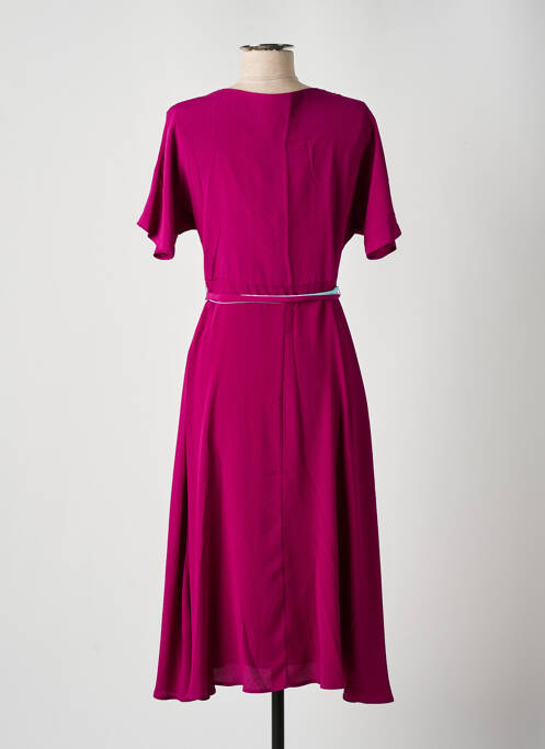 Robe mi-longue tissage crêpe manches courtes violet NIU femme