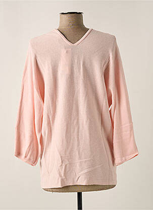 Pull col v manches 3/4 rose SET femme