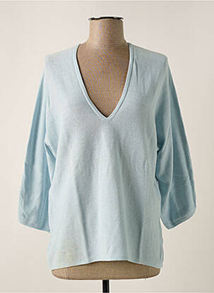 Pull coupe droite manches 3/4 bleu SET femme