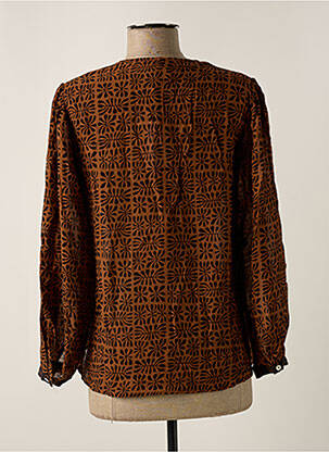 Blouse imprimé fantaisie manches 3/4 marron DIEGA femme