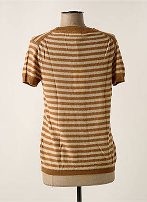 Pull stretch manches courtes marron DIEGA femme