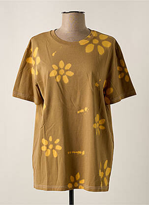 T-shirt coupe droite manches courtes marron SEMICOUTURE femme
