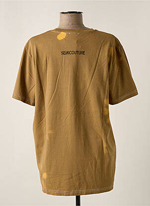 T-shirt coupe droite manches courtes marron SEMICOUTURE femme
