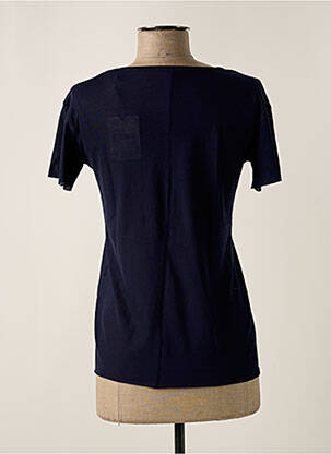 T-shirt col v manches courtes bleu FINE PARIS femme