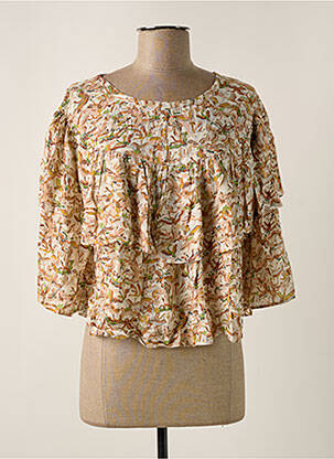 Blouse tissage popeline manches 3/4 beige MY SUNDAY MORNING femme