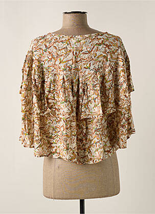 Blouse tissage popeline manches 3/4 beige MY SUNDAY MORNING femme